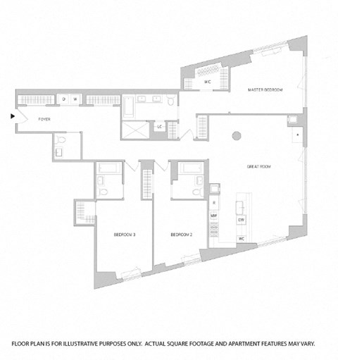 Floor plan for 3 beds, 3.5 baths, 1920 sqft